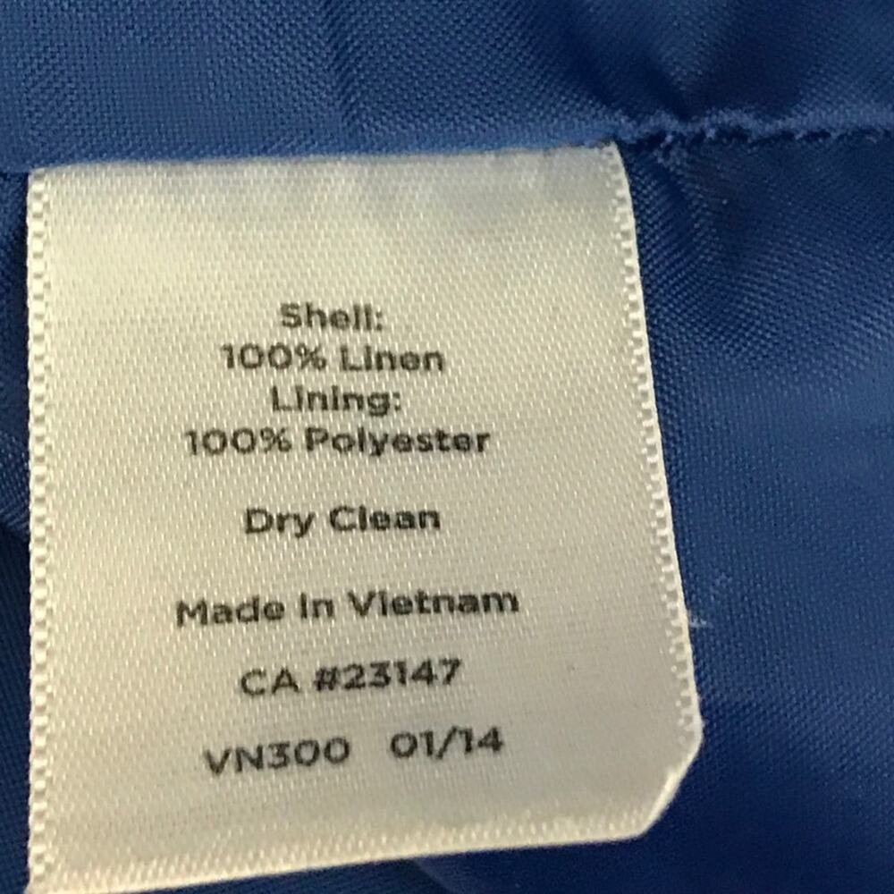 TALBOTS Blue Linen Sleeveless Sheath Dress with V Neckline SZ 4 Petite - Picture 4 of 6